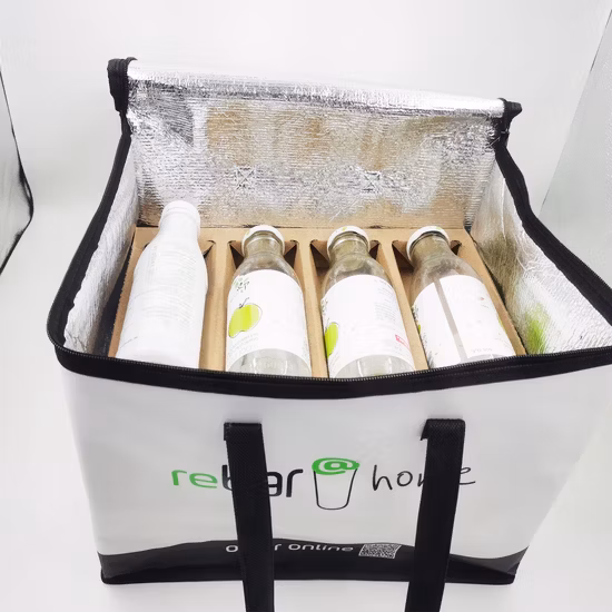 Borsa termica per separatori di bottiglie in tessuto non tessuto laminato da 12 bottiglie per bevande