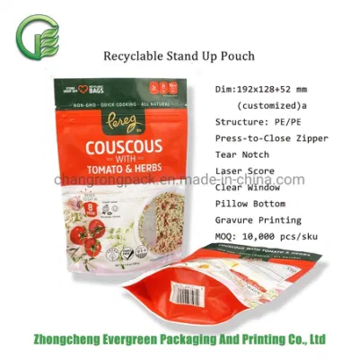 La custodia flessibile per alimenti adatta al microonde con dimensioni e stampa personalizzate supporta la borsa per imballaggio in plastica ecologica Doypack