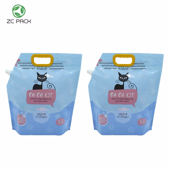Borsa per l'imballaggio di alimenti per animali domestici per cani e gatti con fondo piatto per lettiera per gatti in Mylar personalizzata